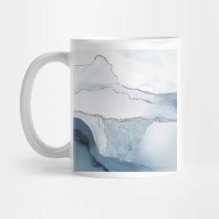 Watercolor Agate in Slate Blue Faux Silver Veins Mug